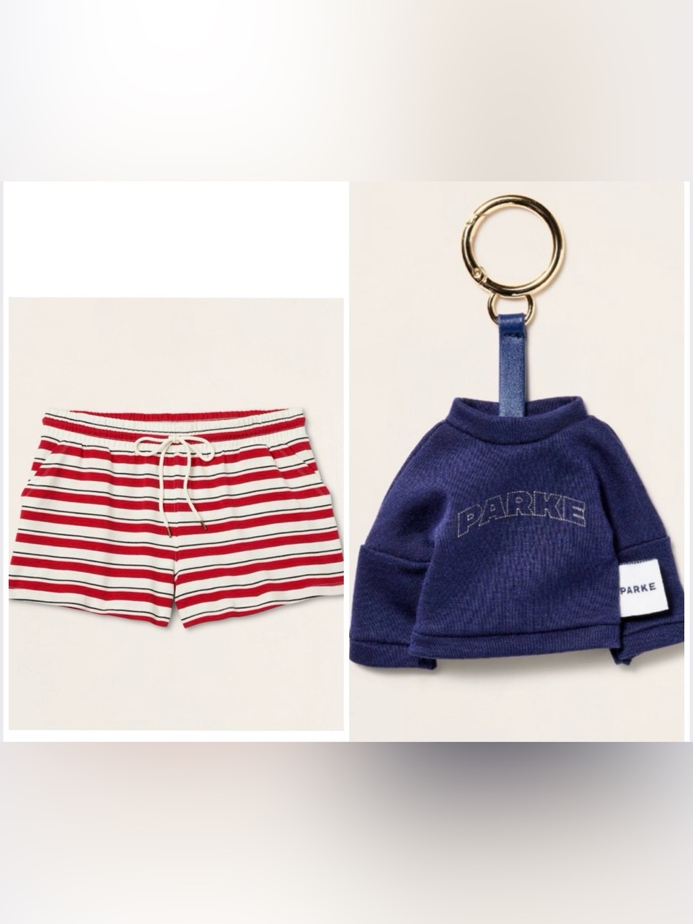 Parke x Target Red Stripe Knit Shorts + Keychain Set 🩷💙 NWT Sold Out Bundle